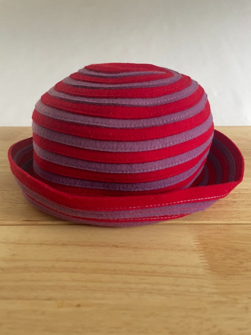 Vintage San Francisco Hat Wool Felt Bucket Hat Striped One Size